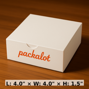 4 x 4 x 1.5 inch white and kraft box