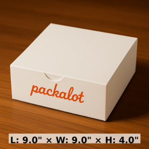 9x9x4 inchs white and kraft box