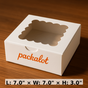 7x7x3 inchs white and kraft window box